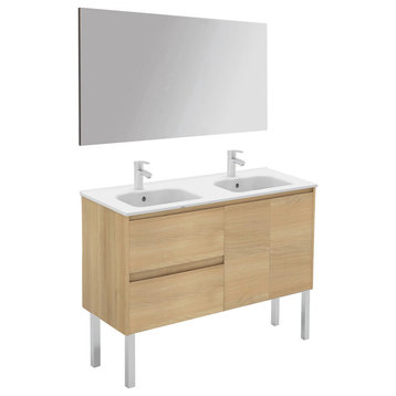 Ambra 120F Double Complete Vanity Unit, Nordic Oak, With Mirror