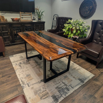 Custom Black Walnut Black River Epoxy Table