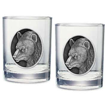 Black Bear Double Old Fashioned Glass, Set of 2