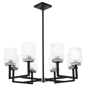 Warehouse of Tiffany's XL4407-8 29", 8 Light, Matte Black and Brushed Nickel