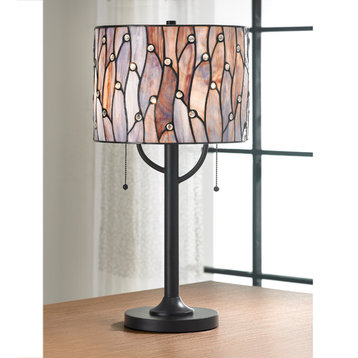 Vines Tiffany Glass Table Lamp, Blue/Purple