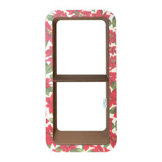 Moretto Double Shelving Unit, Poinsettia Design, Without Backboard