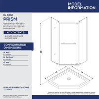 Dreamline Prismframeless Shower Enclosure Slimline 40"x40" Shower Base