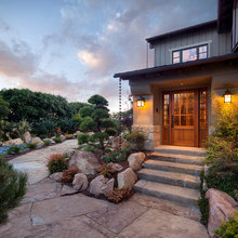 front yard steps and landscape