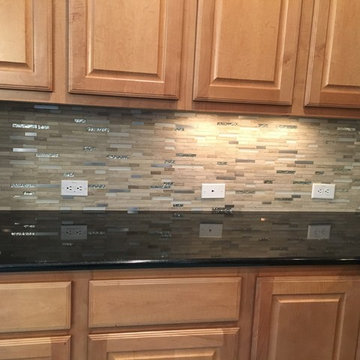 KITCHEN - Backsplash / Island - Mosaic Linear Stone, Glass, Metal