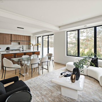 Elegant Contemporary White Wood Kitchen In Newton, MA