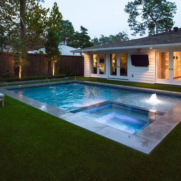 contemporary pool, pergola and landscape