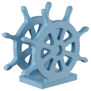 Ship's Wheel Napkin Holder, Powder Blue