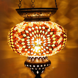 Mosaic Colourfull Turkish Style Glass Pendant 22cm - Pendant Lighting