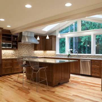 Park it Here–Transitional Kitchen in a Woodsy Setting