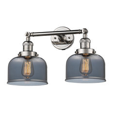Large Bell 2 Light Bath Vanity Light In Polished Nickel (208-Pn-G73)