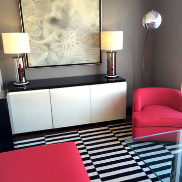 Chic Red, Black and White Living Area