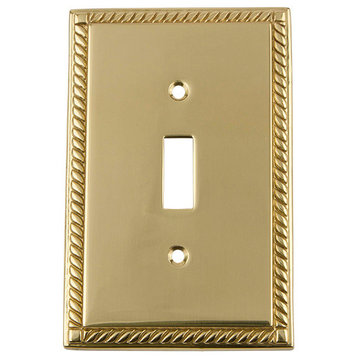 NW Rope Switch Plate With Single Toggle, Polished Brass