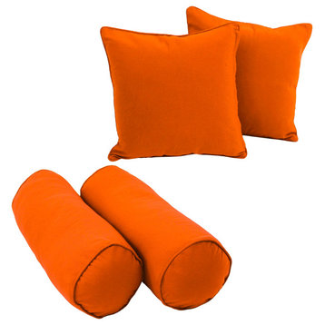 Double-Corded Solid Twill Throw Pillows With Inserts, Set of 4, Tangerine Dream
