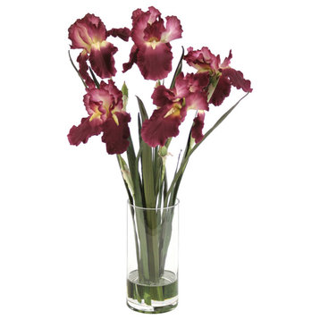 Waterlook® Amethyst Irises with Blades in Glass Cylinder