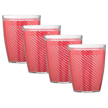 Fishnet Doublewall Drinkware Glasses, Flag Red, 14 oz., Set of 4