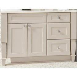 Preston Door Style Finished in Gray Mist Brown Wood turned legs - Bathroom Cabinets