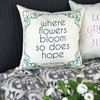 Roses/Hope Quote Indoor Outdoor Message Pillow With Removable Pins