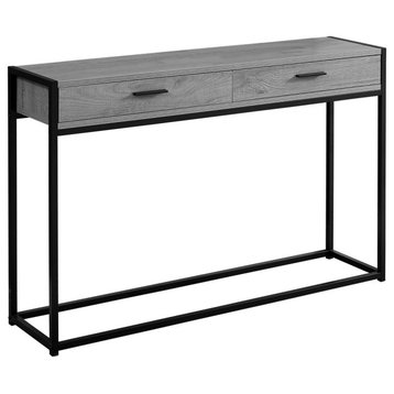 Accent Table, Narrow, Sofa, Storage Drawer, Metal, Laminate, Grey, Black