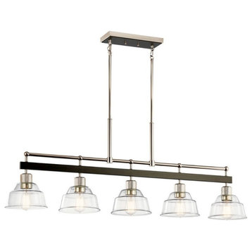 5 Light Linear Chandelier In Vintage Industrial Style-19 Inches Tall and 8