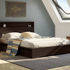 South Shore Basic Queen Platform Bed, 60" With 2 Drawers, Chocolate