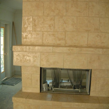 Stone Plaster Fireplace