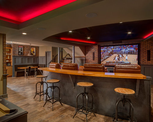 Best Basement Bar Behind Couch Design Ideas & Remodel Pictures | Houzz - SaveEmail