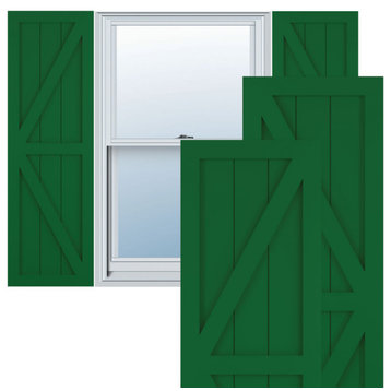 15"W True Fit PVC Two Equal Panel Farmhouse With Z-Bar, Viridian Green, 25"H