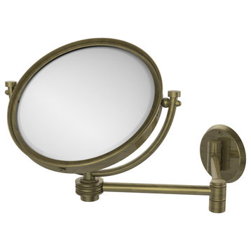 8" Wall-Mount Extending Dotted Makeup Mirror 3X Magnification, Antique Brass