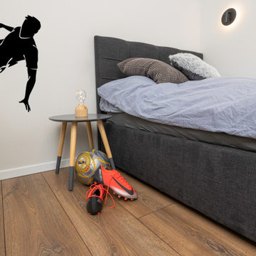 Children's bedroom with football decal