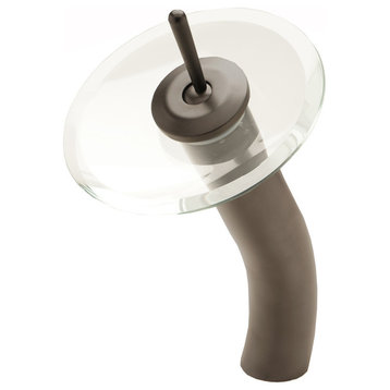 Waterfall Vessel Faucet, Oil Rubbed Bronze Finish With Clear Glass
