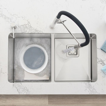 32"L x 18"W Double Basin Dual mount Kitchen Sink with Grids and Strainers