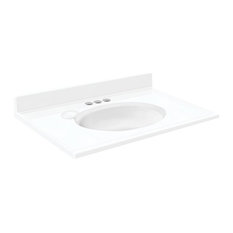 Transolid Cultured Marble 25"x19" Vanity Top, White