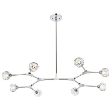 Zayne Eight Light Pendant in Chrome And Clear