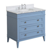 Eleanor Bathroom Vanity, Powder Blue, 36", Carrara Marble Top