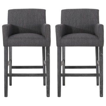 Chaparral Contemporary Fabric Upholstered Wood 30.5" Barstools, Set of 2, Charcoal/Gray
