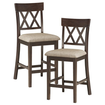 Lexicon Balin Counter Height Wood Crossback Dining Chair Set in Brown (Set of 2)