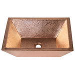 AmbienteHomeDecor - 18" Rectangular Vessel Double Wall Hammered Copper Bathroom Sink, 17 Gauge - Our beautiful 18x14x5.5" Rectangular Double Wall Hammered Copper Bathroom Sink makes the perfect addition to your bathroom decor! This sink is beautifully handcrafted by Mexican artisans from 17 gauge certified pure copper (99% copper, 1% zinc, lead free). It features a 1" flat lip and a 1.5" drain opening (drain not included). It installs easily as a vessel. Additionally, copper is naturally more antibacterial and antimicrobial than other metals. We are confident this sink will add tremendous style and value to your home decor!