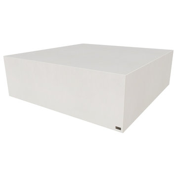 Box Concrete Table, White Linen