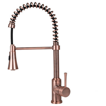 Brienza Residential Spring Coil Pull Down Kitchen Faucet in Antique Copper