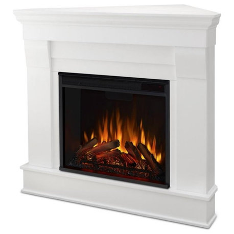 Real Flame Chateau Electric Corner Fireplace in White