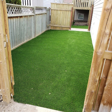 Synthetic Artificial Turf Grass Dog Yard Transformation Lethbridge 2020