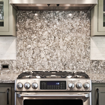 Granite Slab Backsplash with Stainless Steel Range – North Shore MA