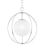 Mitzi by Hudson Valley Lighting - Lyla 1-Light Small Pendant Polished Nickel - Sent from the heavens, Lyla takes inspiration from the cosmos, her spherical forms hanging blissfully in balance. Mystic and magnetic, Lyla features an opaque globe orb floating effortlessly in a metal-finished cage. A class act, Lyla exudes elegance, adding feminine flair to any space. Available in polished nickel or aged brass, Lyla also comes in two sizes. The smaller version might work better in multiples (like over a bar or kitchen island) while the larger version could complete a breakfast nook or dining table.