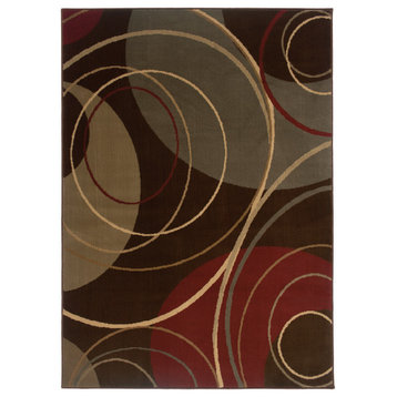 Oriental Weavers Amelia Collection Brown/Red Abstract Indoor Area Rug 5'X7'6"