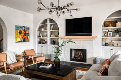 Transitional living room photo in Charlotte