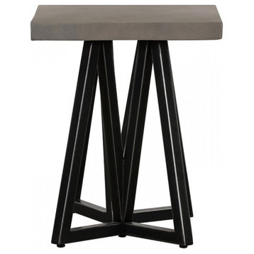 Mykolas Modern Concrete and Black Metal End Table