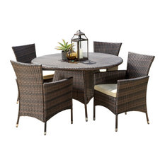 GDF Studio 5-Piece Clementine Outdoor Multibrown Wicker Round Dining Set
