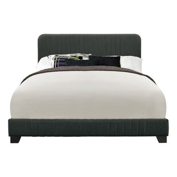 All-in-One Queen Bed with Channeled Headboard & Footboard, Dupree Steel