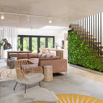 Open Plan Living Room with Living Wall